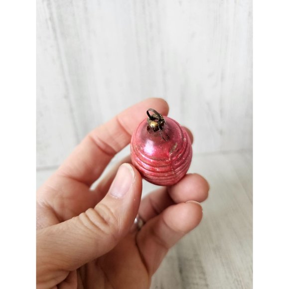 Vintage teardrop flocked red pink mercury glass ornament set Xmas tree - Picture 8 of 13